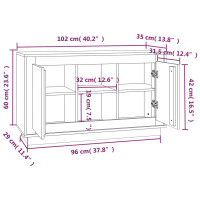 Produktbild för Byrå betonggrå 102x35x60 cm konstruerat trä