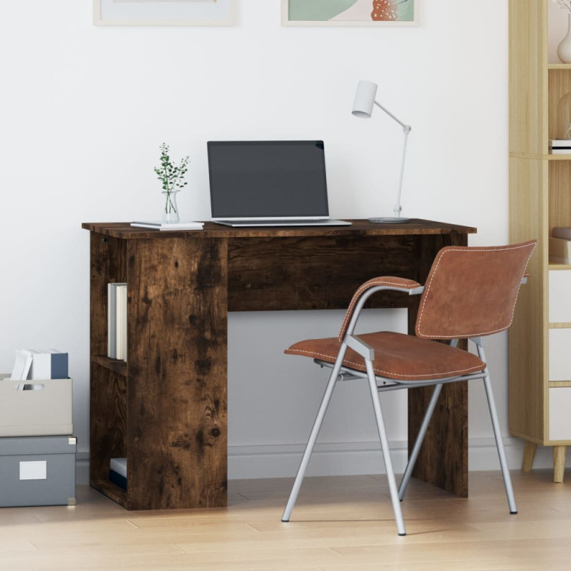 Produktbild för Skrivbord rökfärgad ek 100x55x75 cm konstruerat trä