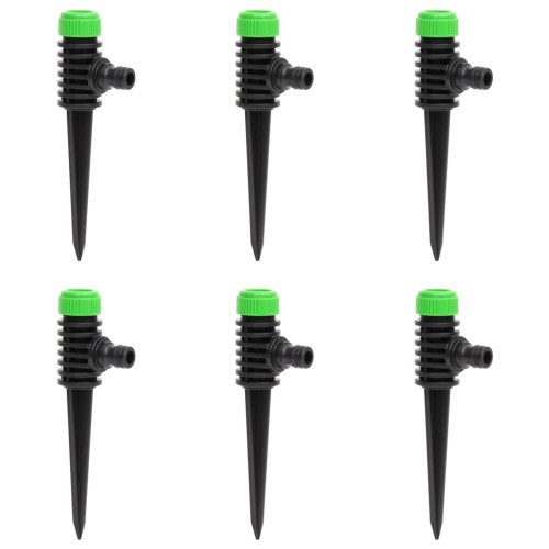 vidaXL Roterande sprinkler 6 st grön och svart 3x6x19,5 cm ABS & PP