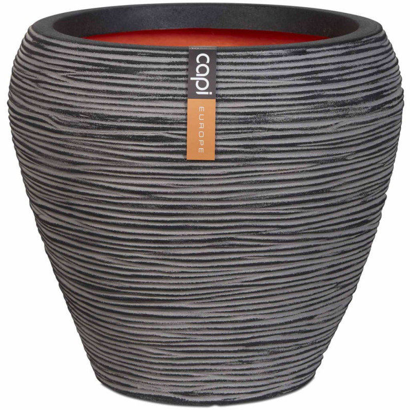 Produktbild för Capi Vase Nature Rib avsmalnande 42x38 cm antracit KOFZ362