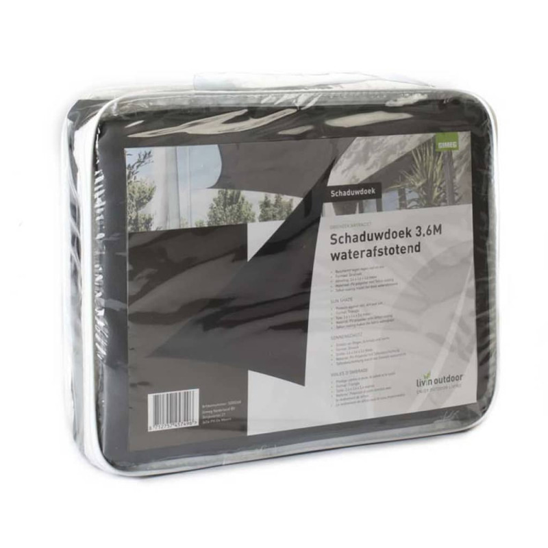 Produktbild för Livin'outdoor Solsegel Como polyester triangel 3,6x3,6 m grå
