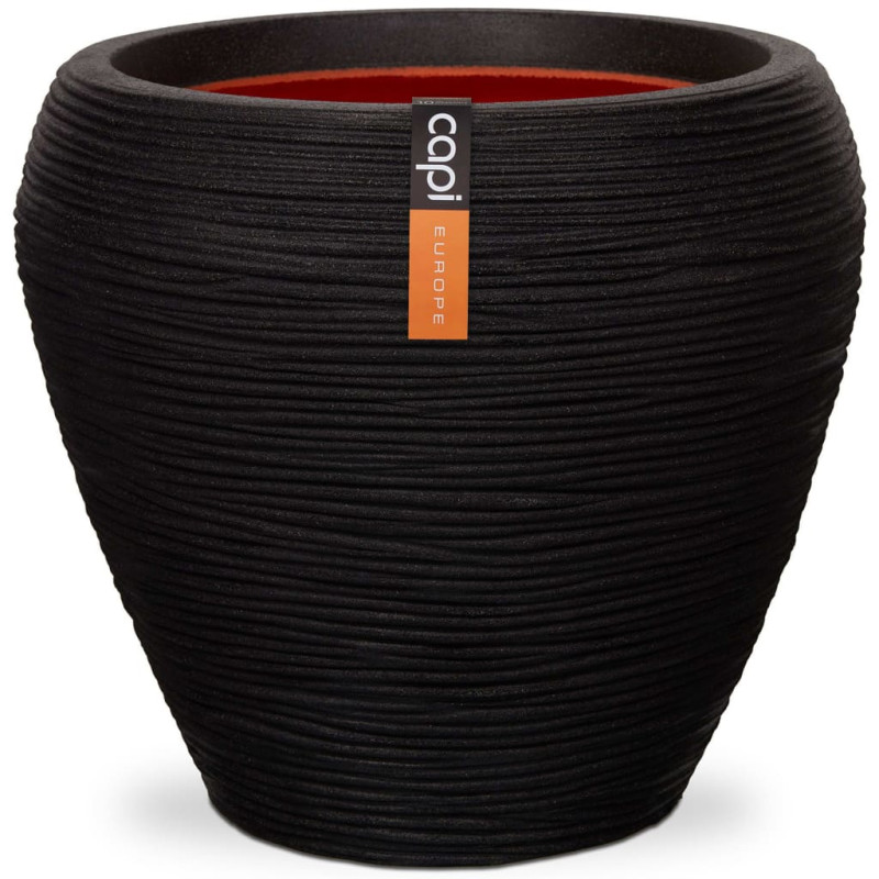 Produktbild för Capi Vas Nature Rib avsmalnande 42x38 cm svart KBLR362