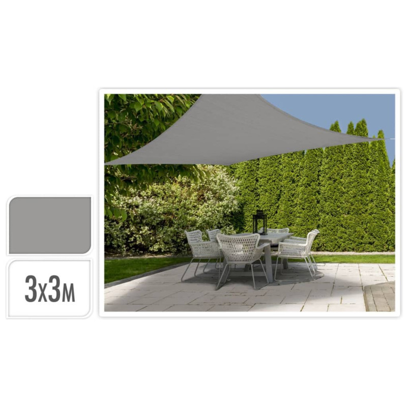 Produktbild för ProGarden Solsegel 3x3 m grå fyrkantig