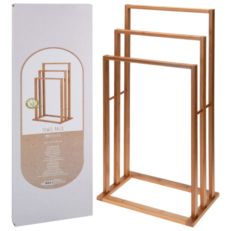 Produktbild för Bathroom Solutions Handdukshängare bambu med 3 stänger