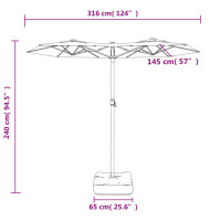 Produktbild för Trädgårdsparasoll dubbelt sandvit 316x240 cm