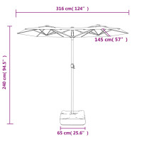 Produktbild för Parasoll dubbelt med LED terrakotta 316x240 cm