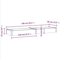 Produktbild för Odlingslåda med foder 240x60x25 cm massivt granträ