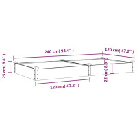 Produktbild för Odlingslåda med foder brun 240x120x25 cm massivt granträ