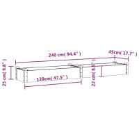 Produktbild för Odlingslåda med foder brun 240x45x25 cm massivt granträ