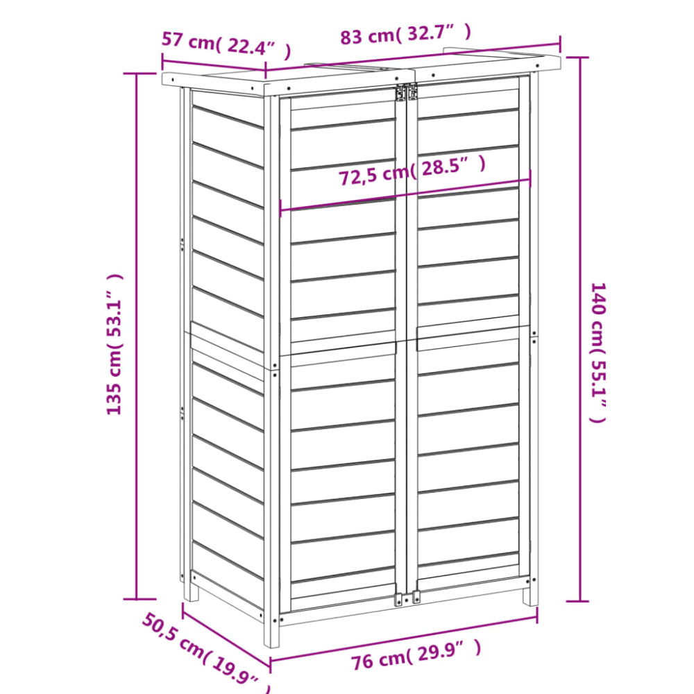 Produktbild för Trädgårdsbod mocka-brun 83x57x140 cm massiv furu