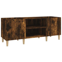 Produktbild för Stereobänk rökfärgad ek 121x38x48 cm konstruerat trä