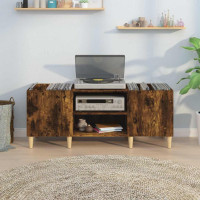Produktbild för Stereobänk rökfärgad ek 121x38x48 cm konstruerat trä