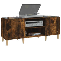Produktbild för Stereobänk rökfärgad ek 121x38x48 cm konstruerat trä