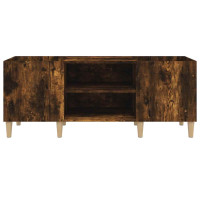Produktbild för Stereobänk rökfärgad ek 121x38x48 cm konstruerat trä