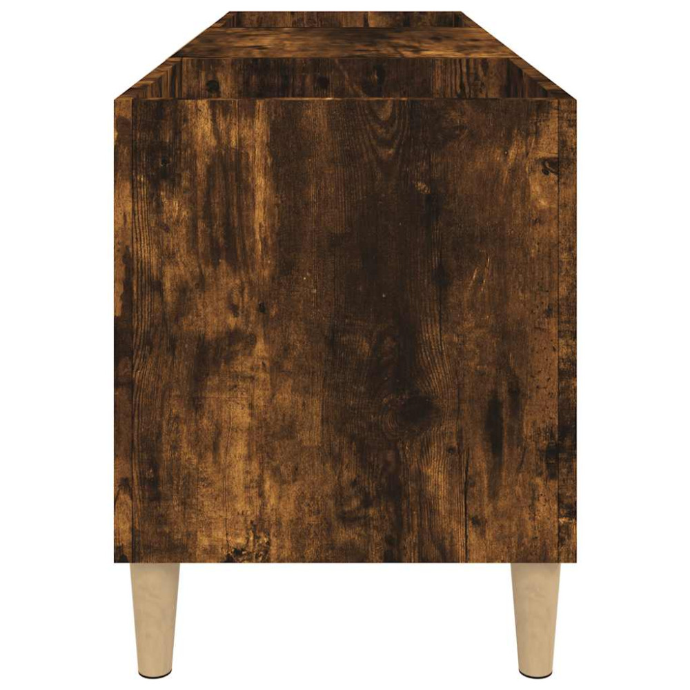Produktbild för Stereobänk rökfärgad ek 121x38x48 cm konstruerat trä