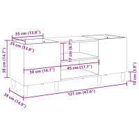 Produktbild för Stereobänk rökfärgad ek 121x38x48 cm konstruerat trä