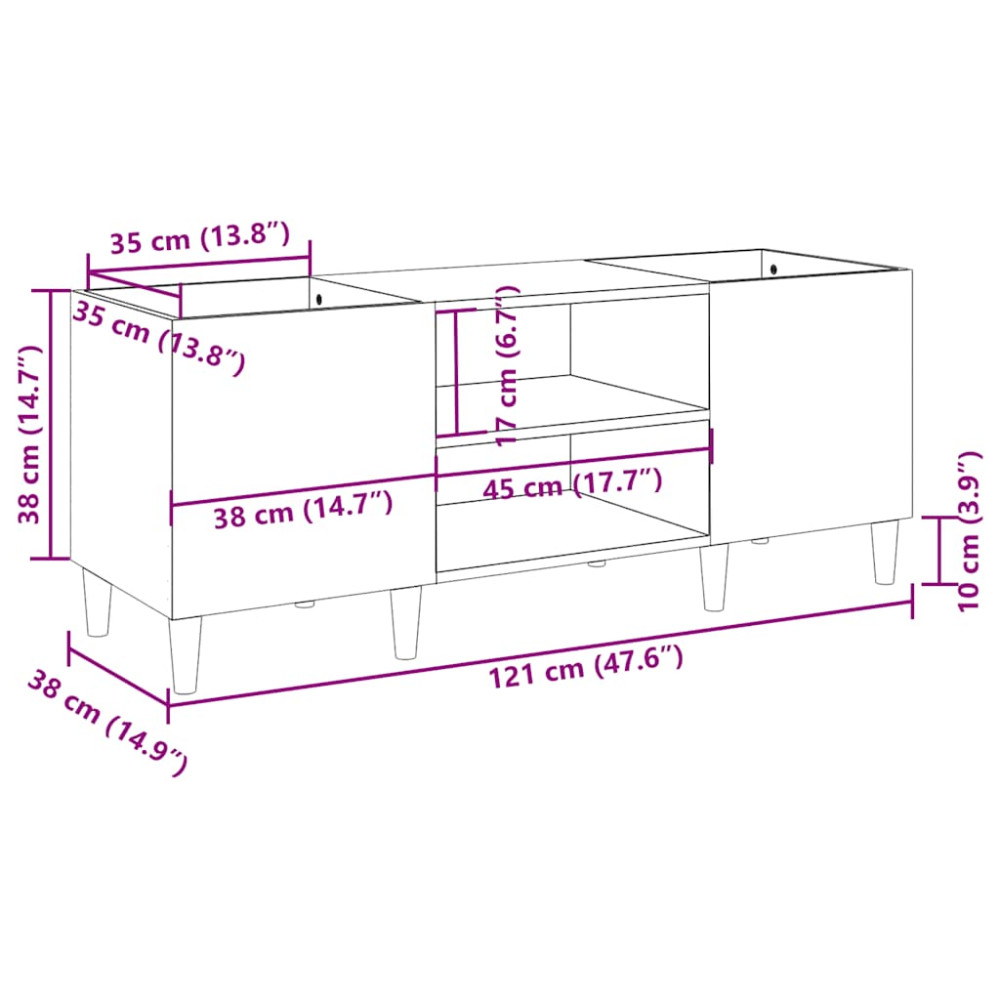 Produktbild för Skivskåp Sonoma Ek 121x38x48 cm konstruerat trä