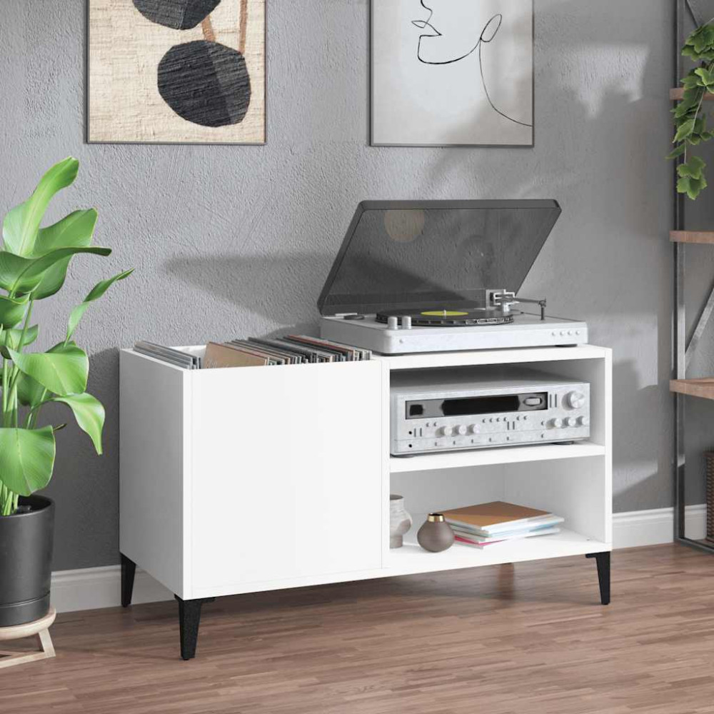 Produktbild för Stereobänk vit 84,5x38x48 cm konstruerat trä