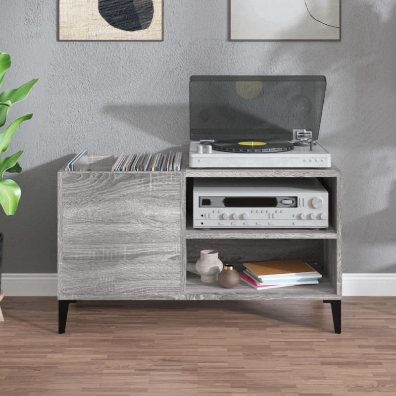 Produktbild för Stereobänk grå sonoma 84,5x38x48 cm konstruerat trä