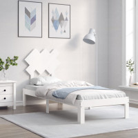 Produktbild för Sängram med sänggavel vit massivt trä