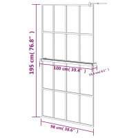 Produktbild för Duschvägg med hylla svart 100x195 cm ESG-glas&aluminium