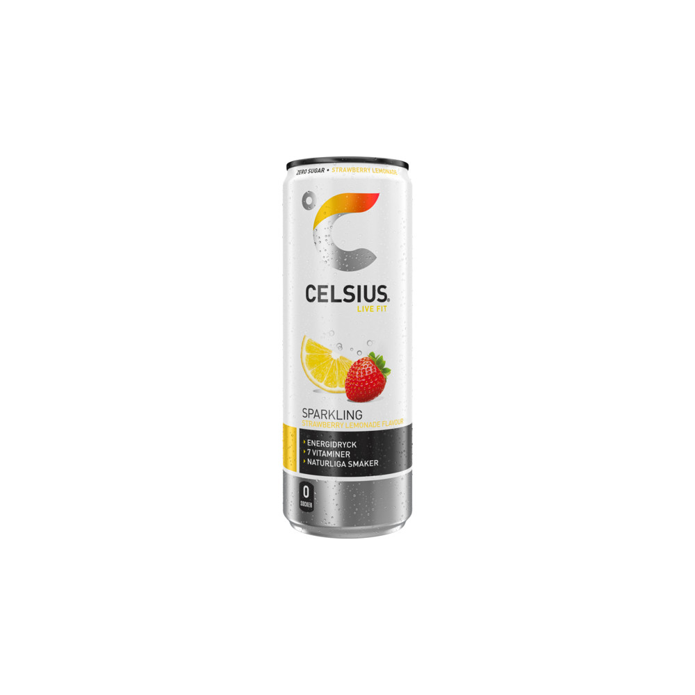 Produktbild för Celsius Strawberry Lemonade Energidryck 35,5 cl
