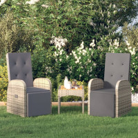 Miniatyr av produktbild för Justerbar trädgårdsstol med dynor 2 st grå konstrotting