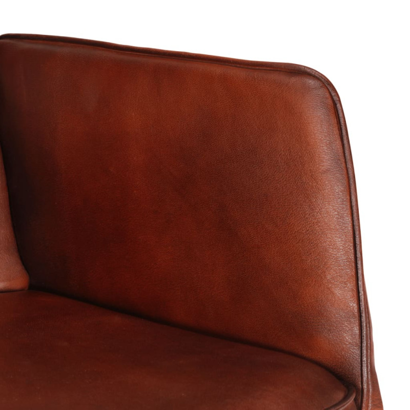 Produktbild för Gungstol med fotpall brun äkta läder