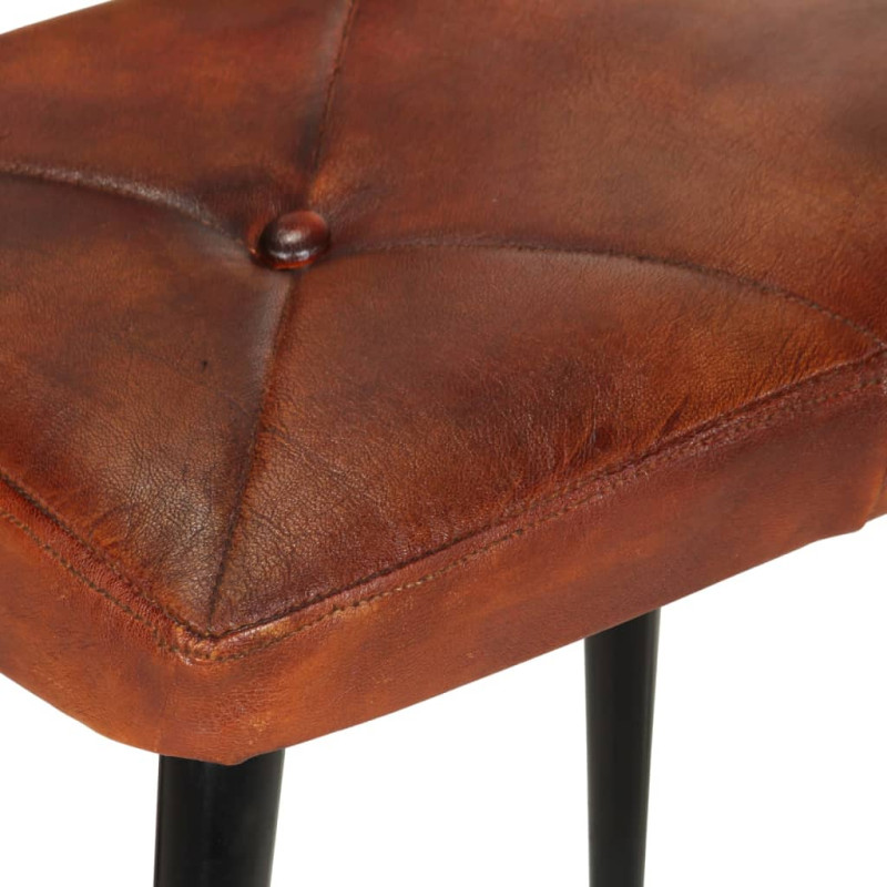 Produktbild för Gungstol med fotpall brun äkta läder