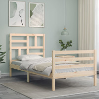 Produktbild för Sängram med sänggavel massivt trä