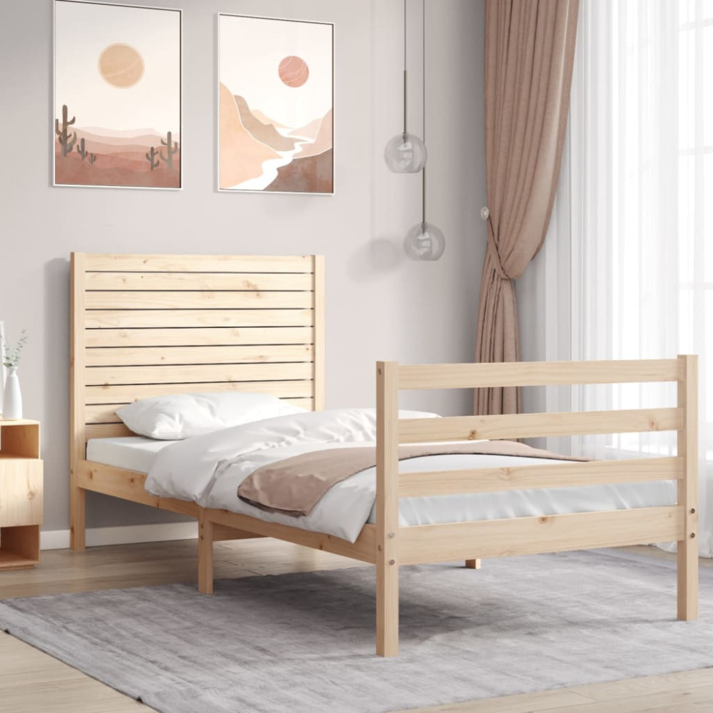 Produktbild för Sängram med huvudgavel 90x200 cm massivt trä