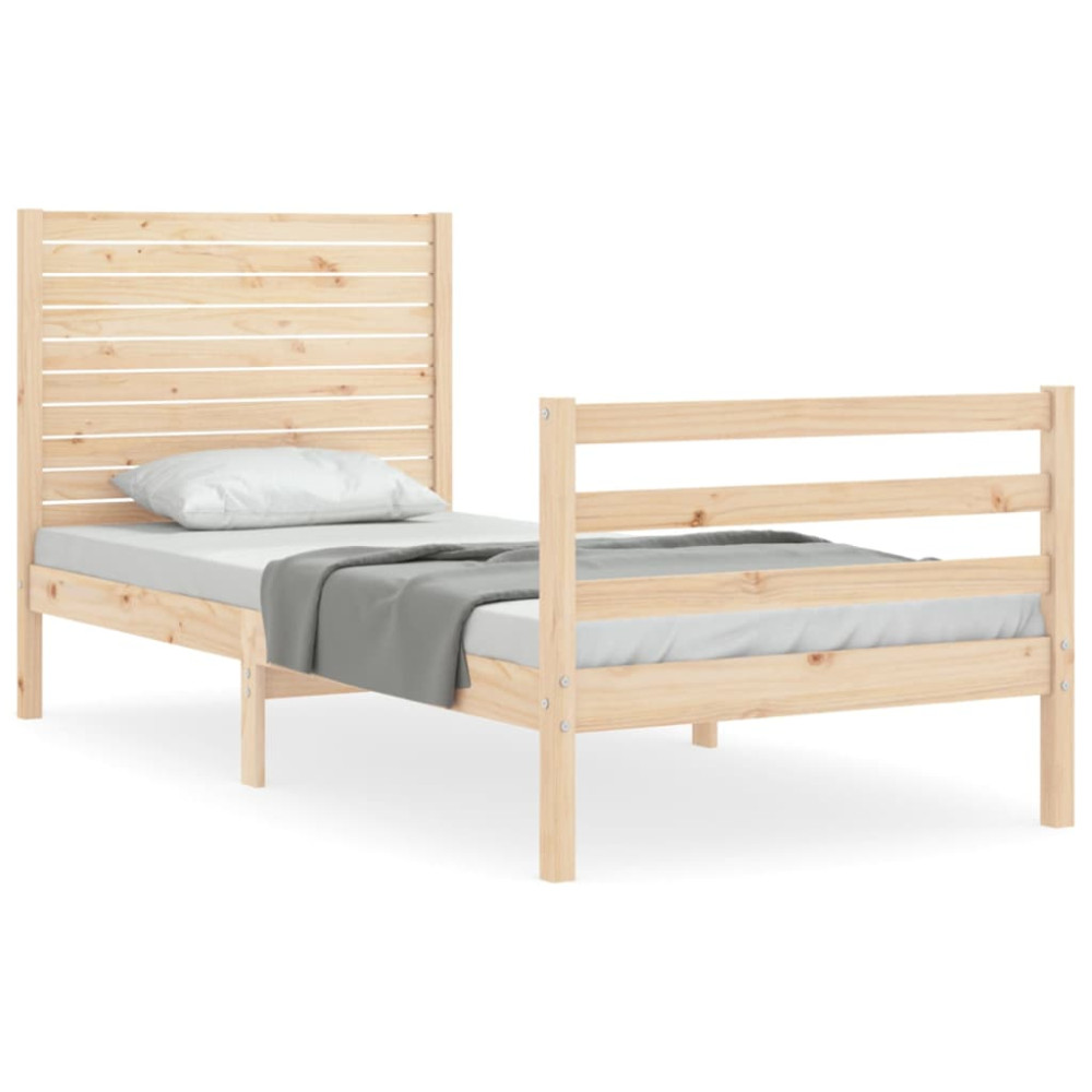 Produktbild för Sängram med huvudgavel 90x200 cm massivt trä