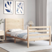 Produktbild för Sängram med huvudgavel 90x200 cm massivt trä
