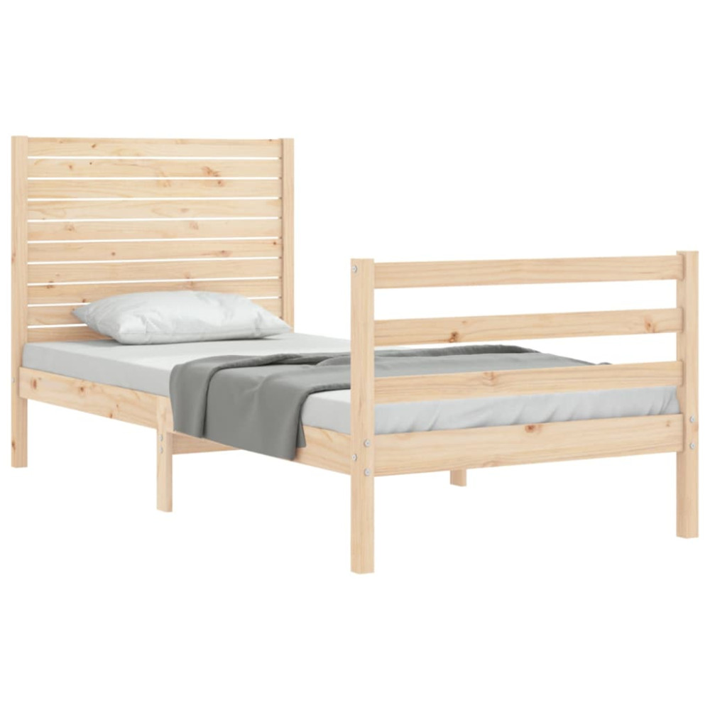 Produktbild för Sängram med huvudgavel 90x200 cm massivt trä
