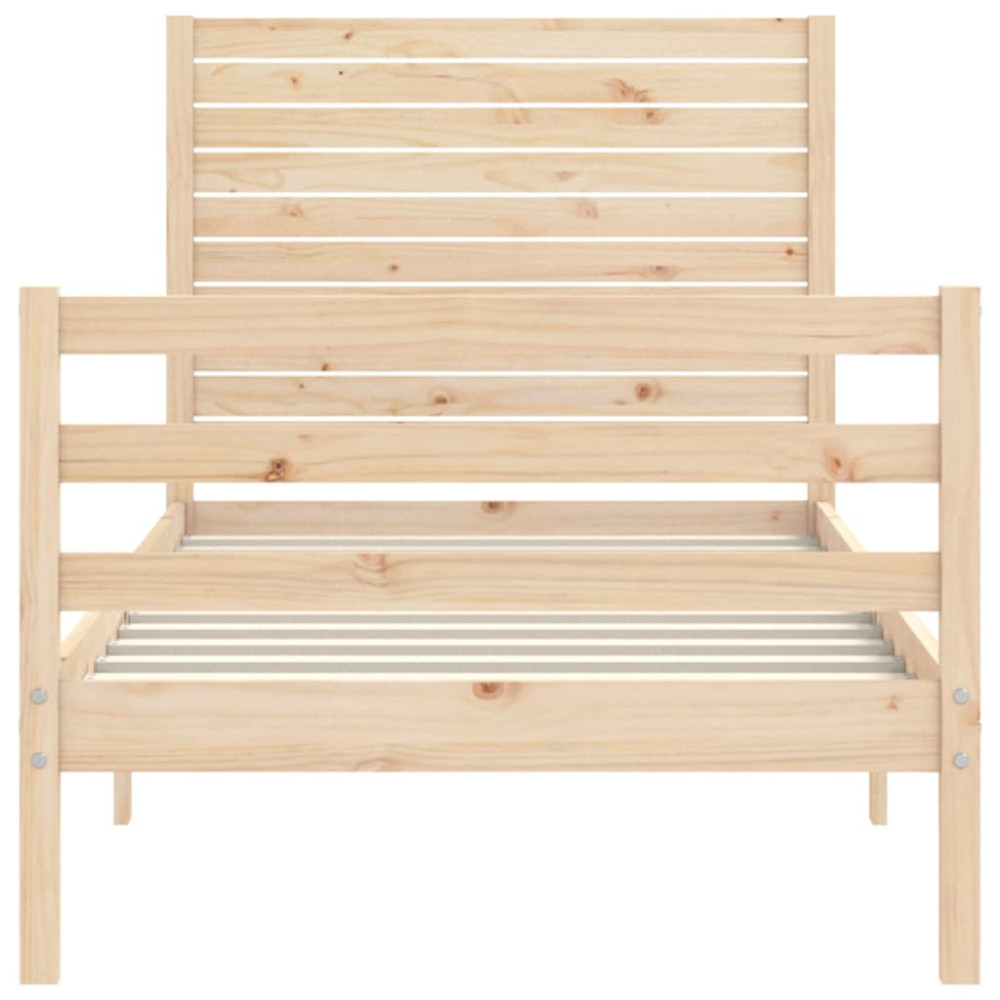 Produktbild för Sängram med huvudgavel 90x200 cm massivt trä