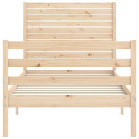Produktbild för Sängram med huvudgavel 90x200 cm massivt trä