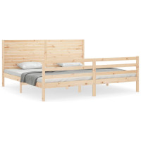 Produktbild för Sängram med huvudgavel 200x200 cm massivt trä