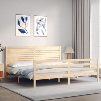 Produktbild för Sängram med huvudgavel 200x200 cm massivt trä