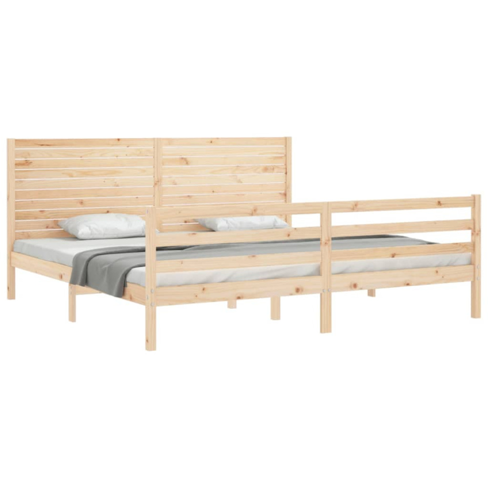 Produktbild för Sängram med huvudgavel 200x200 cm massivt trä