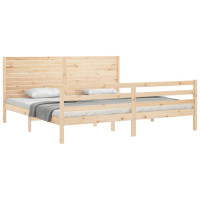 Produktbild för Sängram med huvudgavel 200x200 cm massivt trä