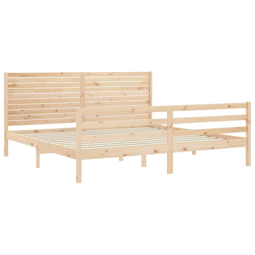 Produktbild för Sängram med huvudgavel 200x200 cm massivt trä