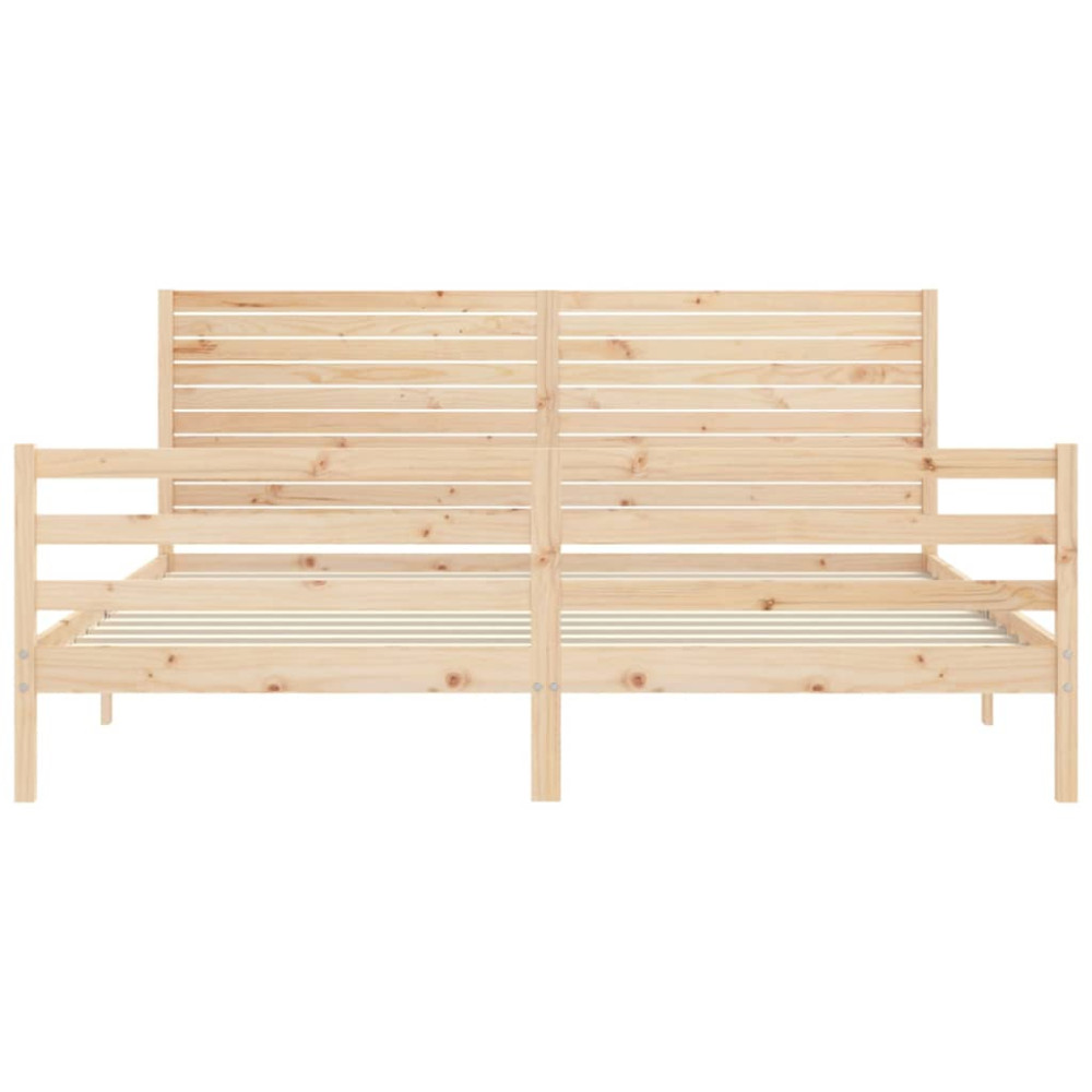 Produktbild för Sängram med huvudgavel 200x200 cm massivt trä