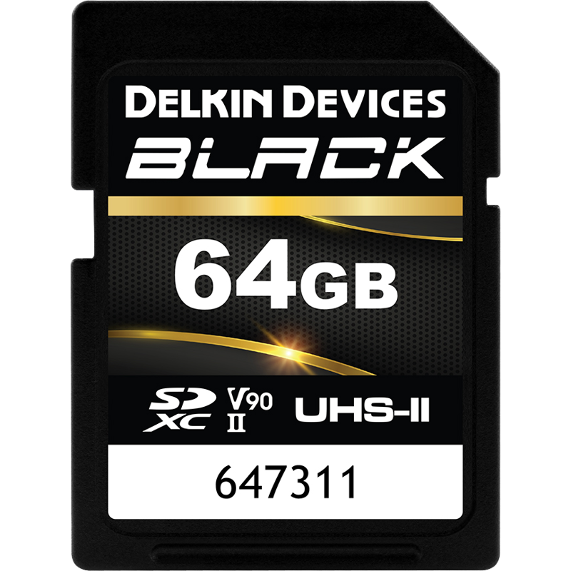Produktbild för Delkin SDXC BLACK Rugged UHS-II R300/W250 (V90) 64GB (new)