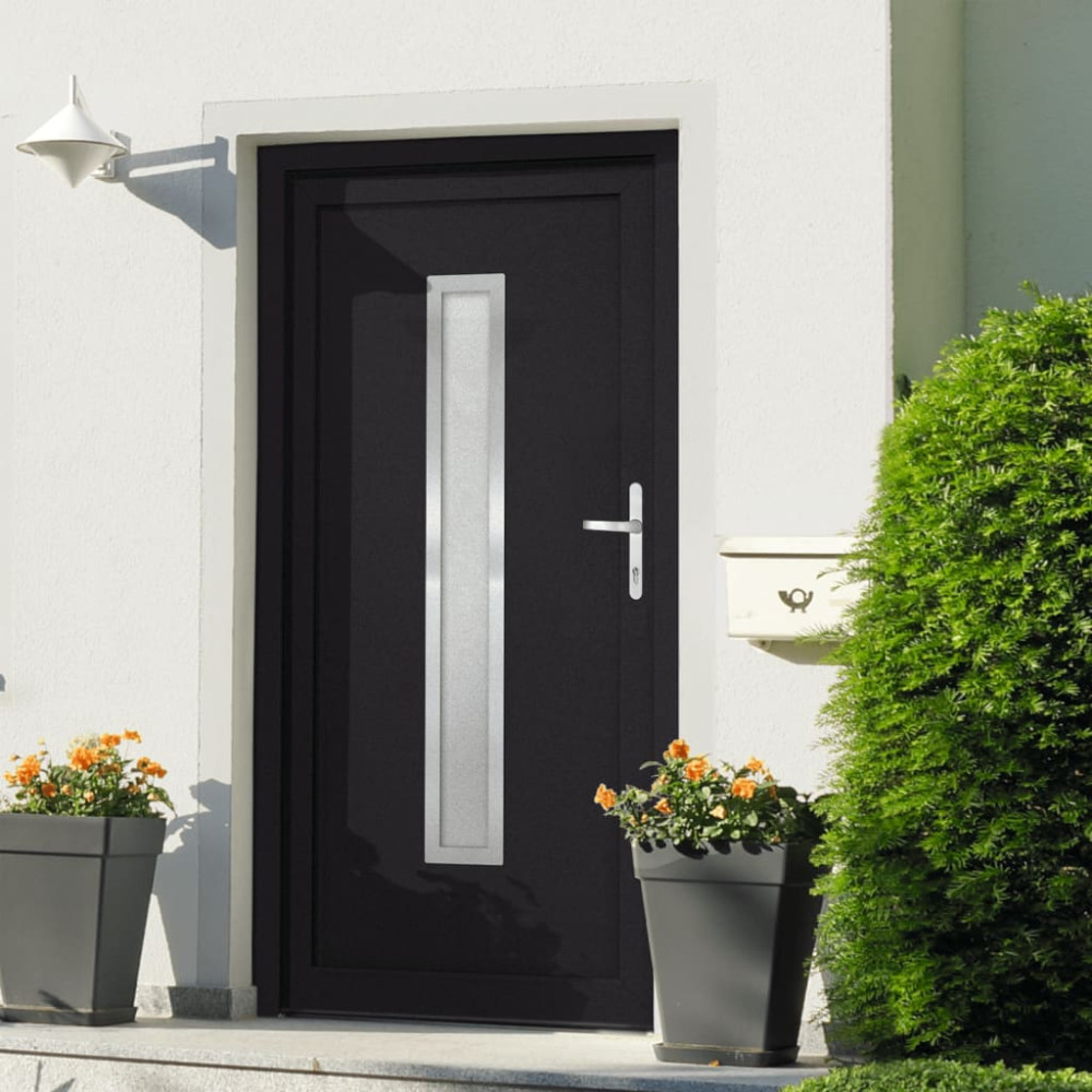 Produktbild för Ytterdörr antracit 88x200 cm PVC
