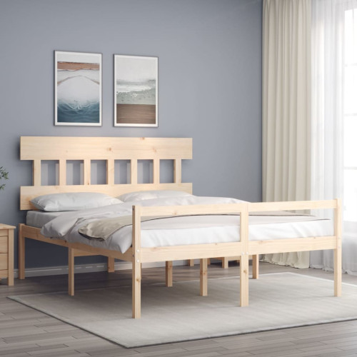 vidaXL Sängram med sänggavel 160x200 cm massivt trä