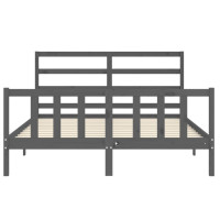 Produktbild för Sängram med huvudgavel grå massivt trä