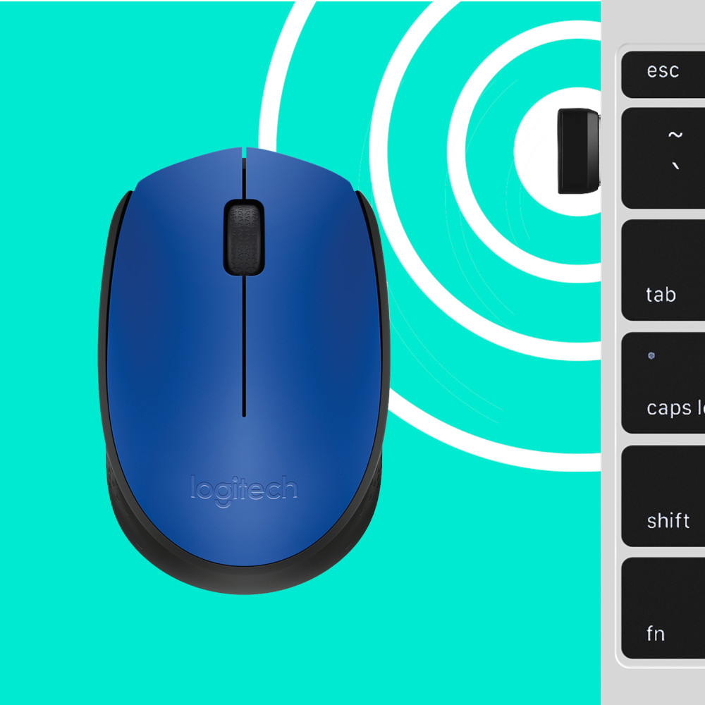 Produktbild för Logitech M171 Blue-K datormöss Ambidextrous RF Trådlös Optisk 1000 DPI