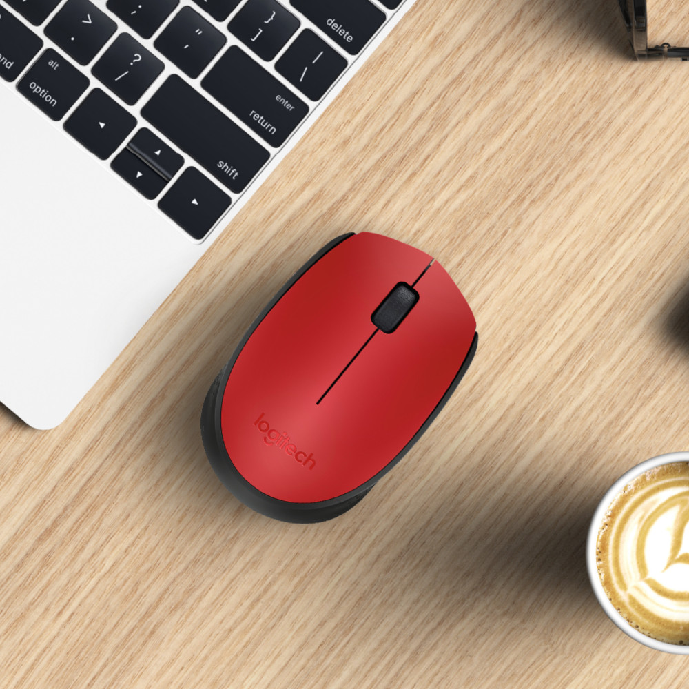 Produktbild för Logitech M171 Red-K datormöss Ambidextrous RF Trådlös Optisk 1000 DPI