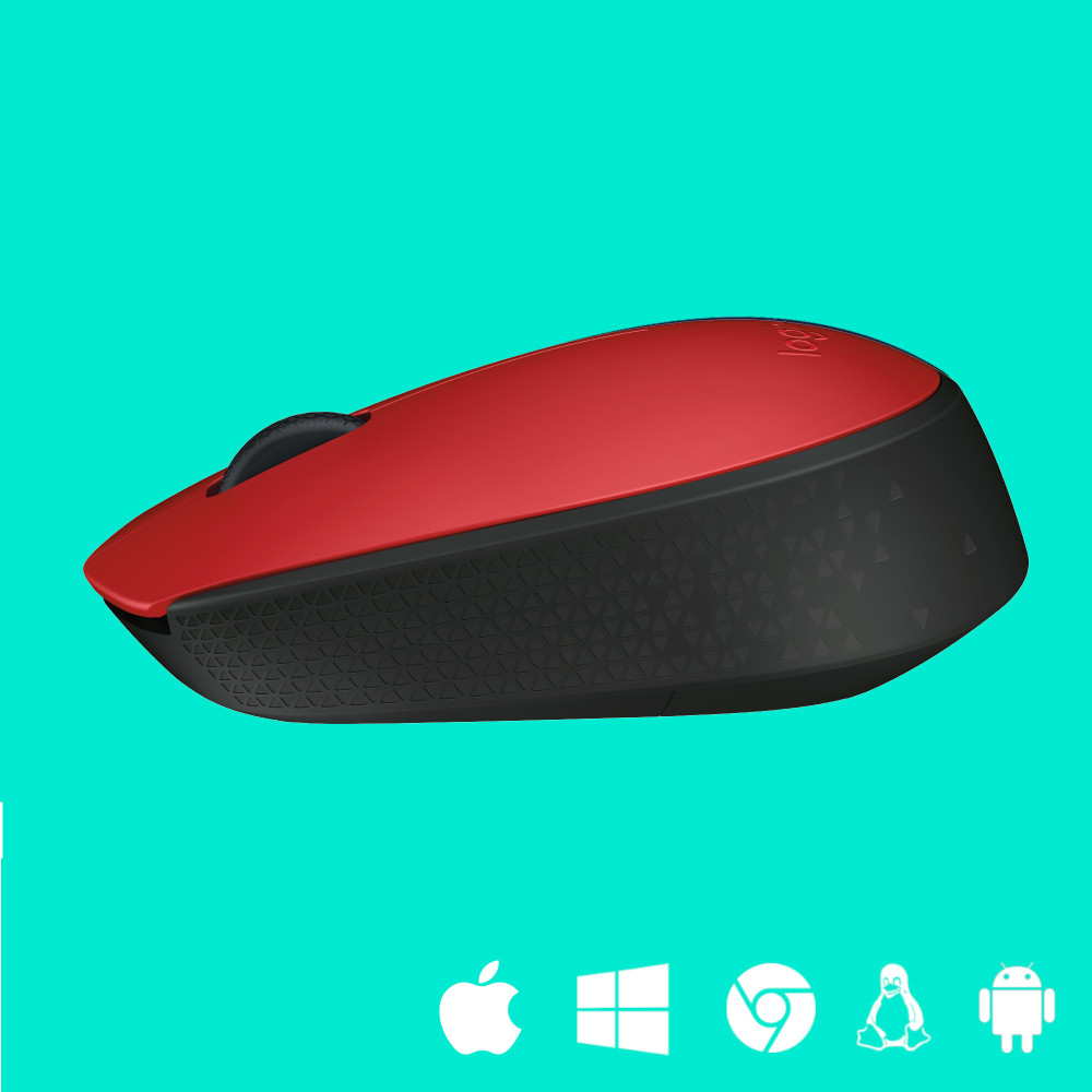 Produktbild för Logitech M171 Red-K datormöss Ambidextrous RF Trådlös Optisk 1000 DPI