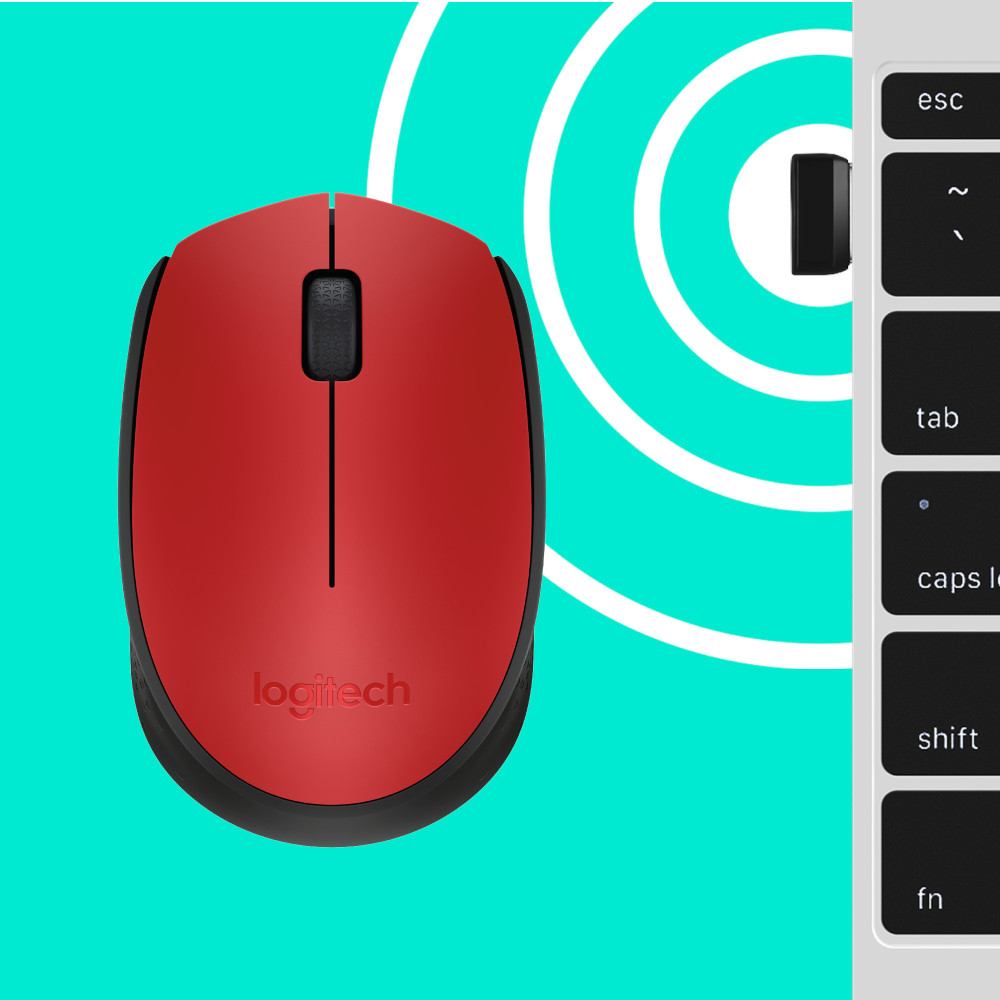 Produktbild för Logitech M171 Red-K datormöss Ambidextrous RF Trådlös Optisk 1000 DPI